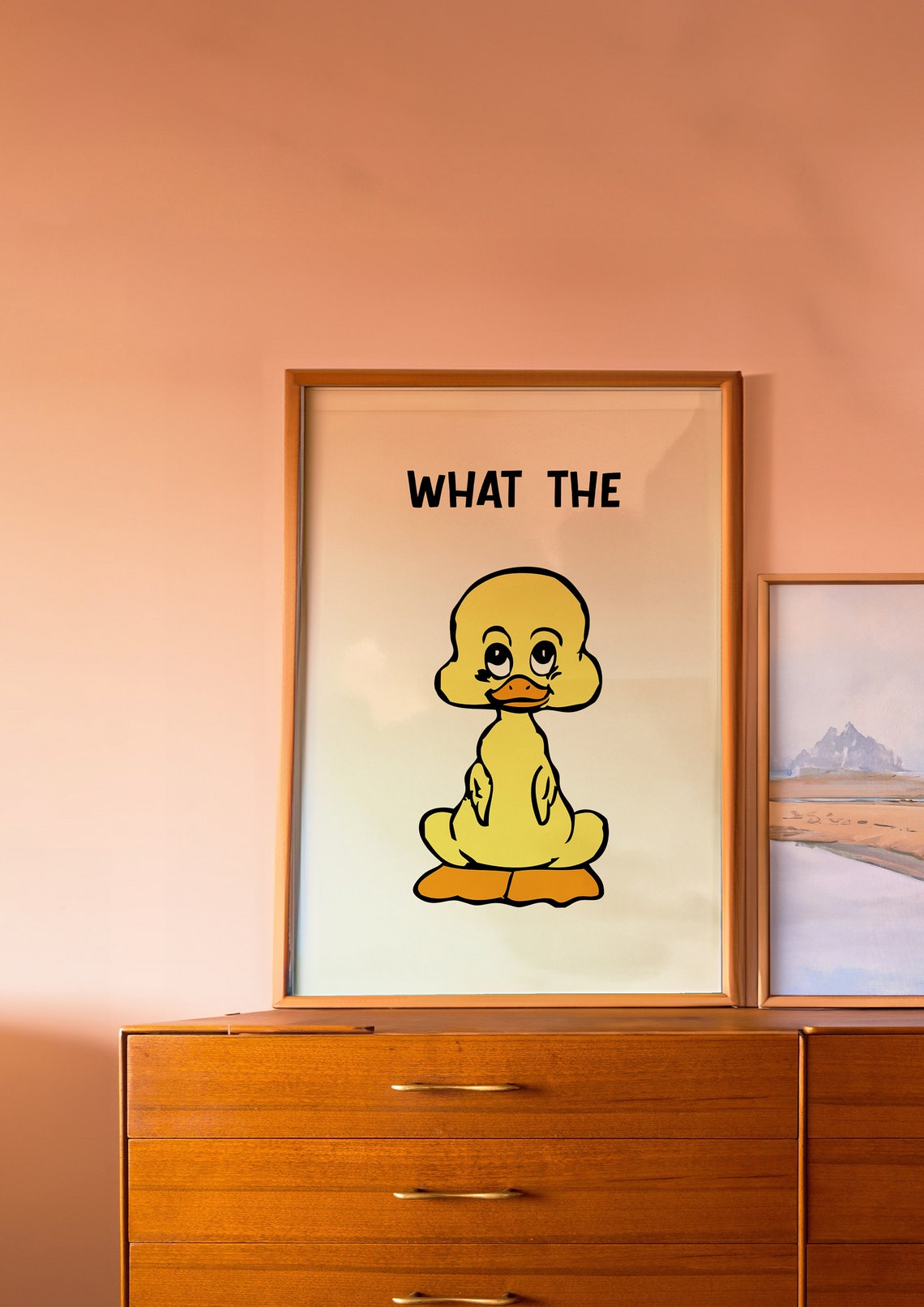 What the Duck Funny Yellow Cartoon Duckling Humorous Nursery Poster - Image 4