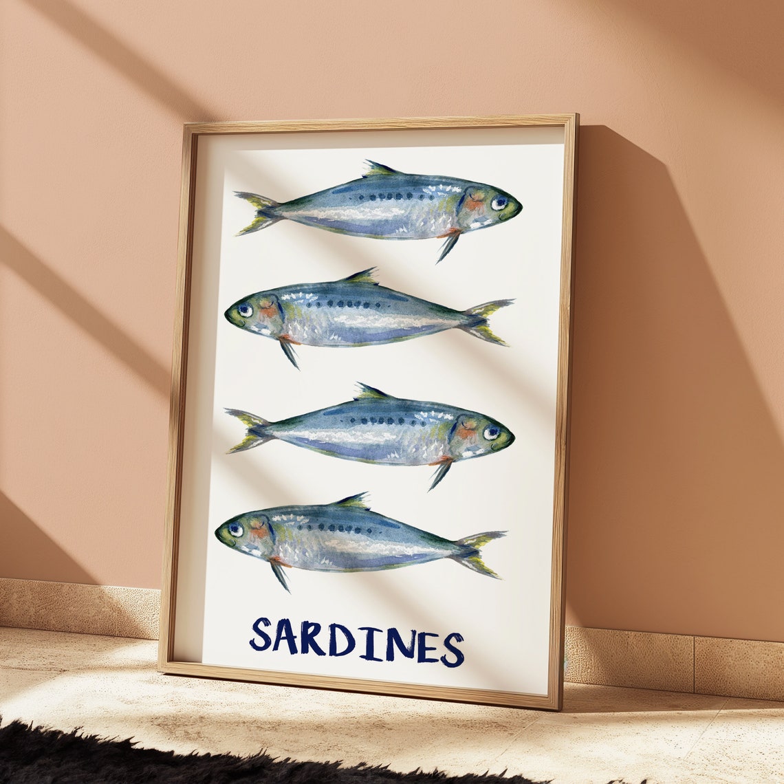 Sardines Watercolor Fish Kitchen Maximalist Coastal Nautical Poster - Image 3
