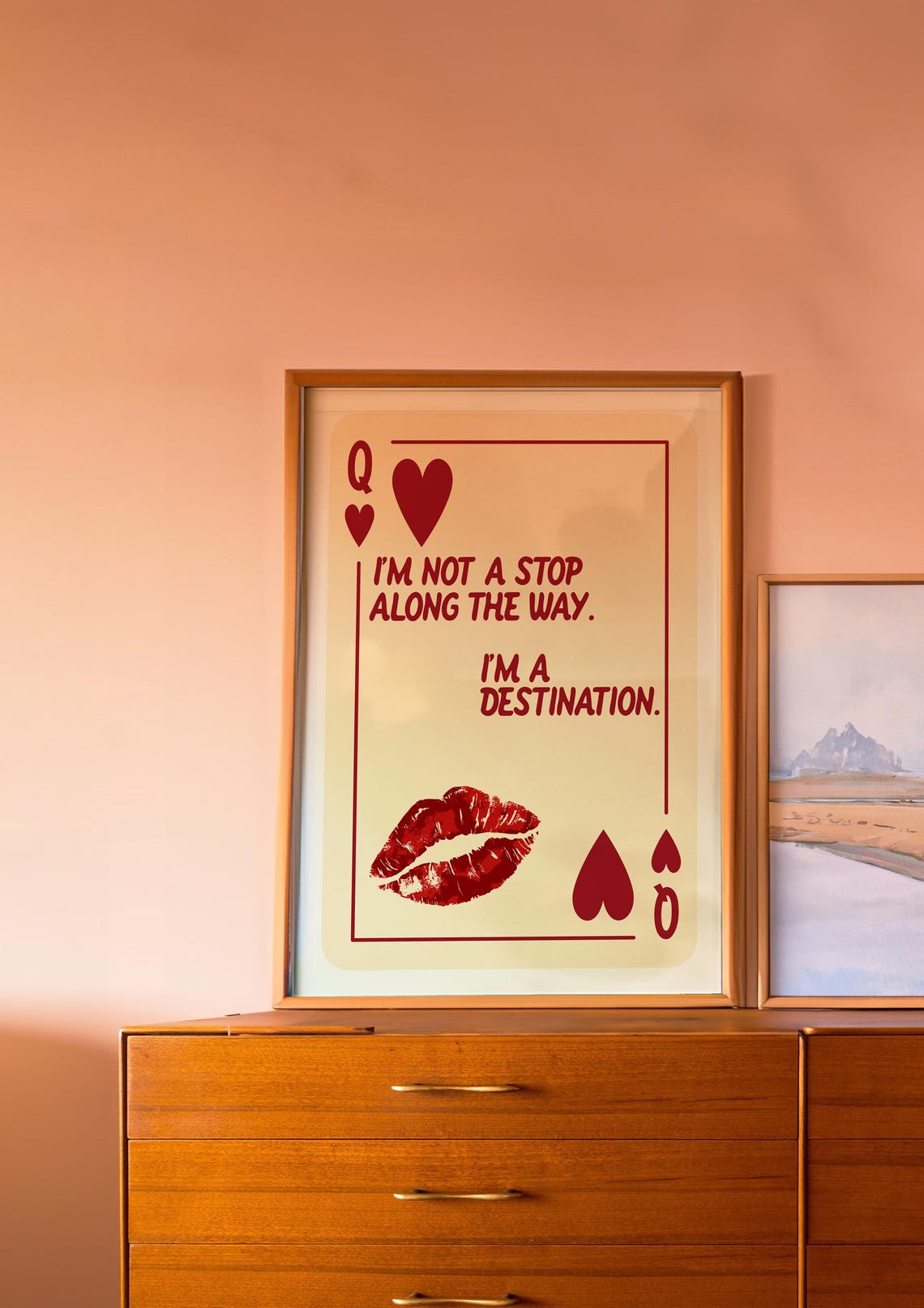 Trendy Queen Of Hearts Art Print Self Love Poster Pink Trendy Wall Art Playing Card Poster Apartment Aesthetic Preppy Wall Art Love Art - Image 2
