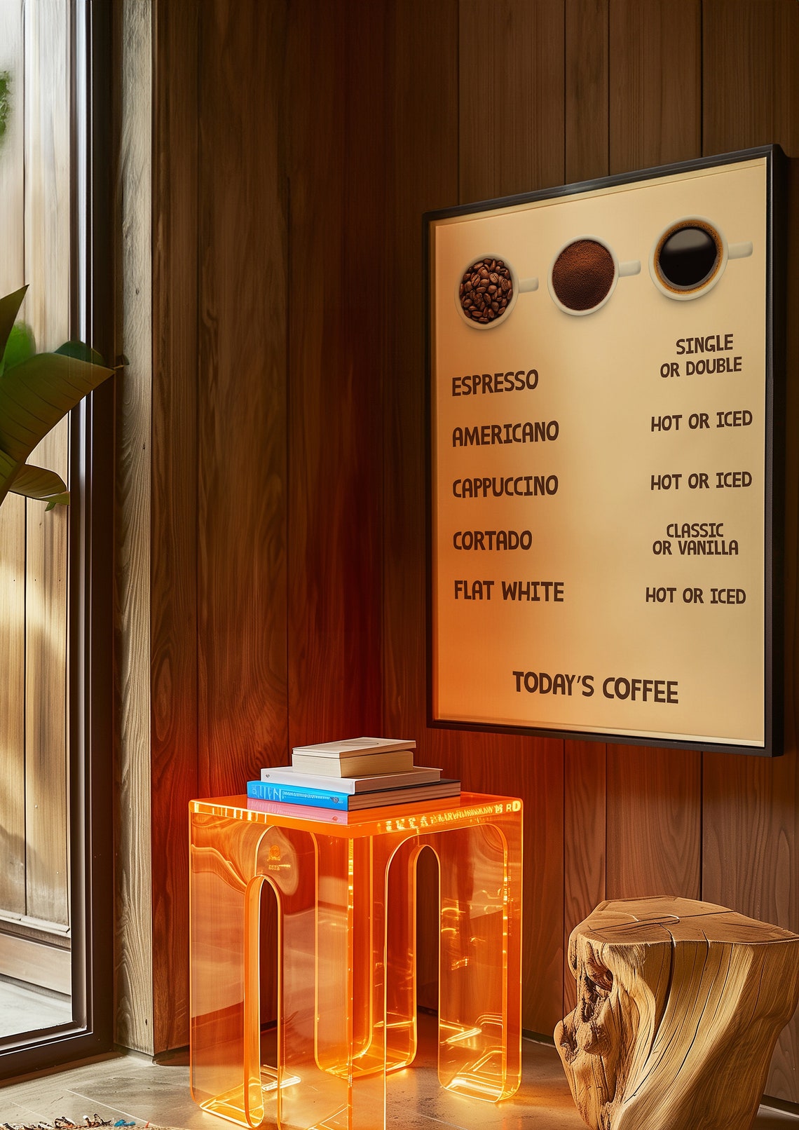 Todays Coffee Menu With Espresso Americano Cappuccino Art Poster - Image 4