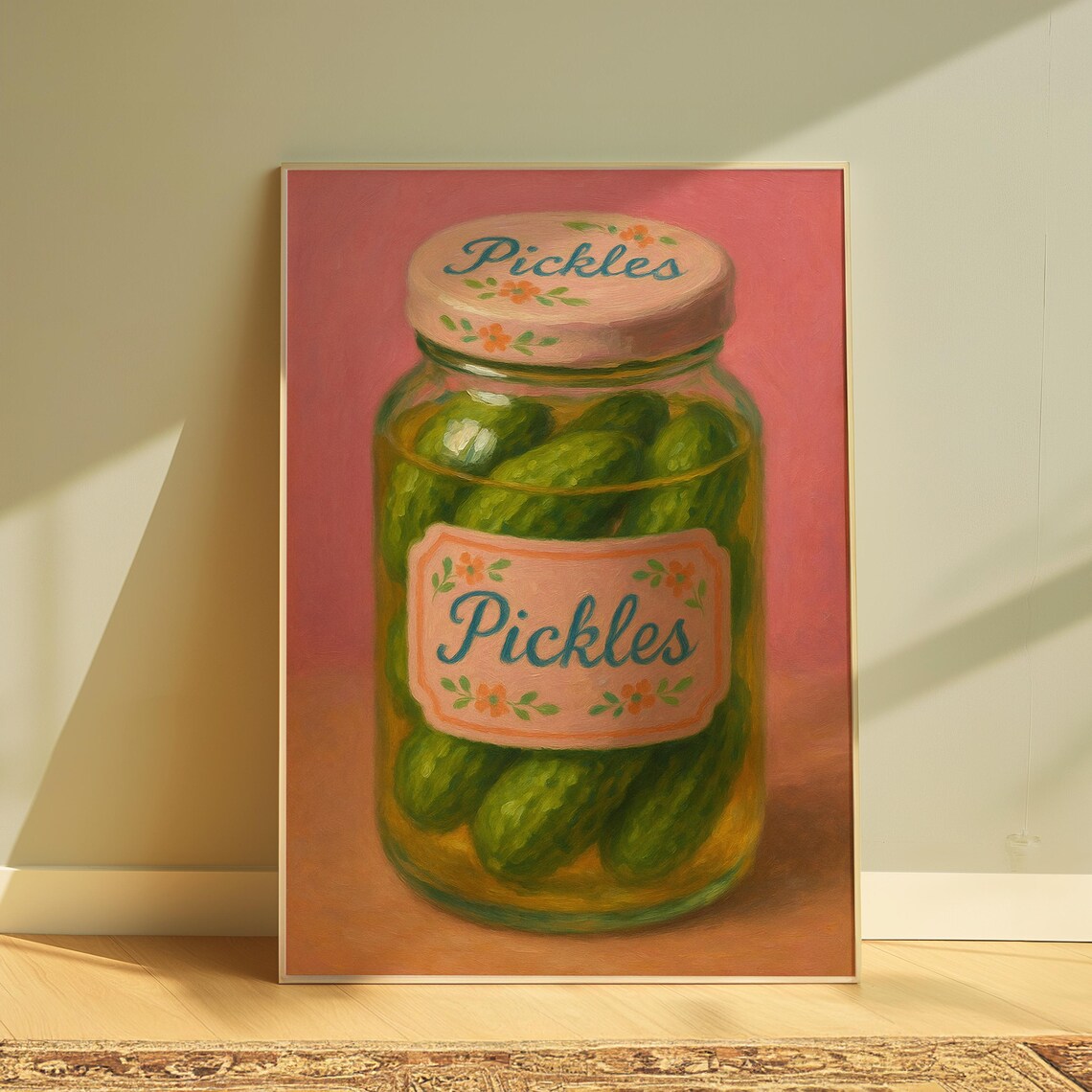 Pickle Print Pink Kitchen Decor, Preppy Poster - Image 4
