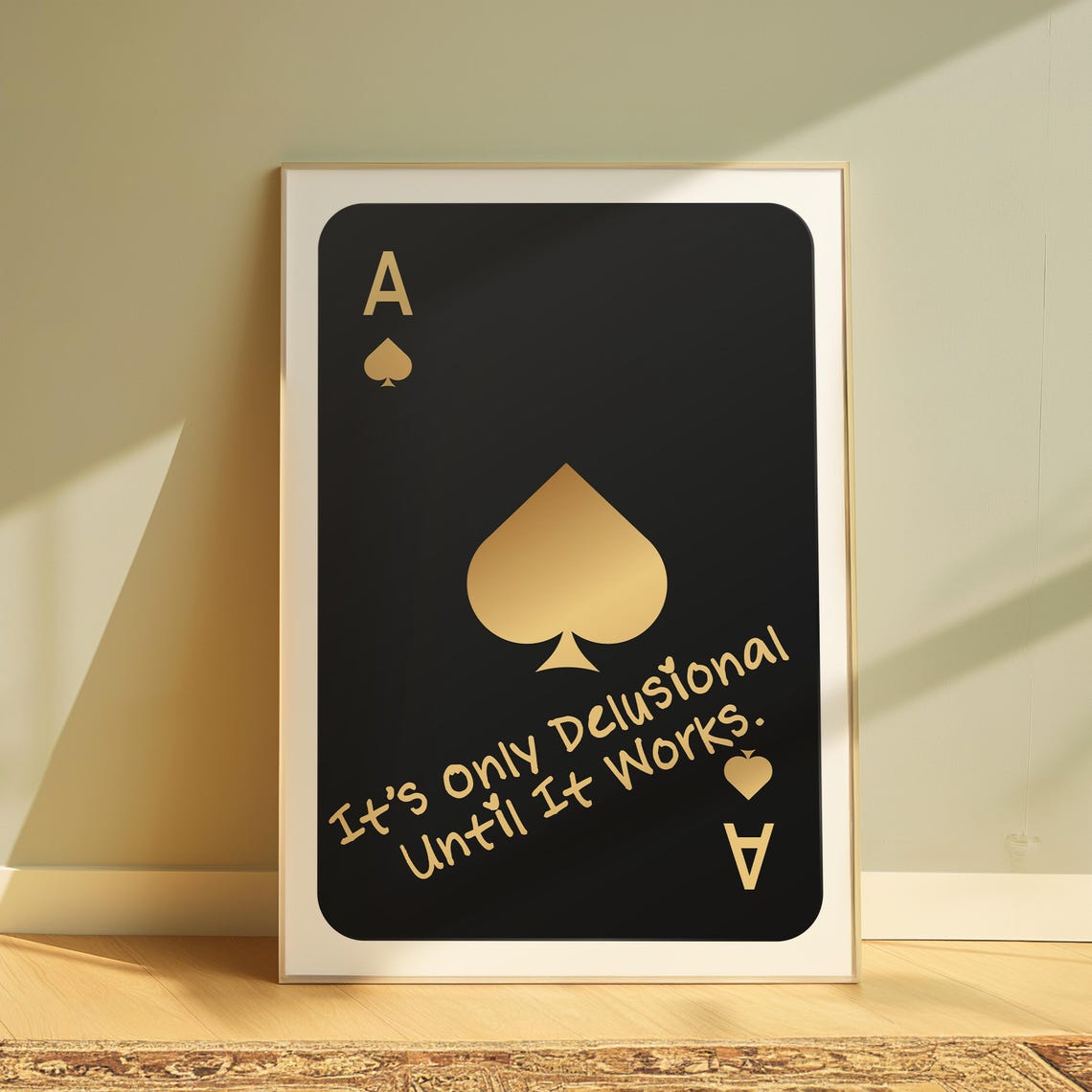 Gold Ace of Spades Playing Card Quote Black and Gold Wall Poster - Image 4