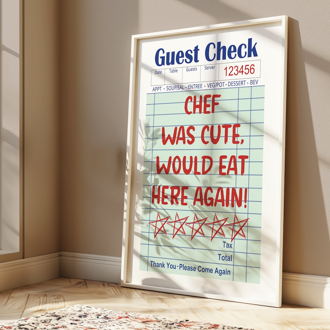 Chef Was Cute Guest Check Kitchen Art Print - Image 3
