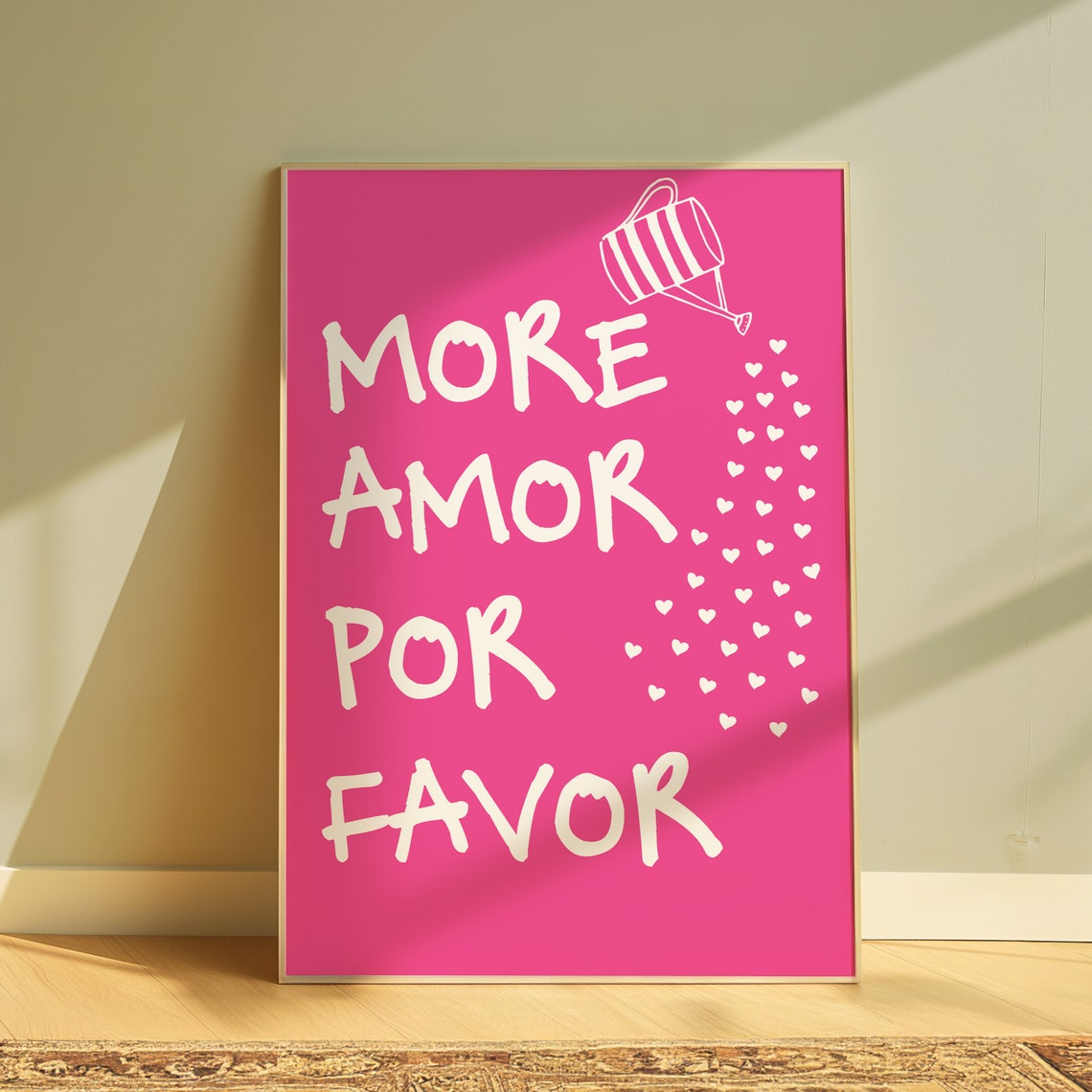 More Amor Por Favor Wall Art Trendy Poster Bar Cart Art Print Aesthetic Kitchen Decor Love Quote Pink Wall Art Trendy Retro Love Heart - Image 4