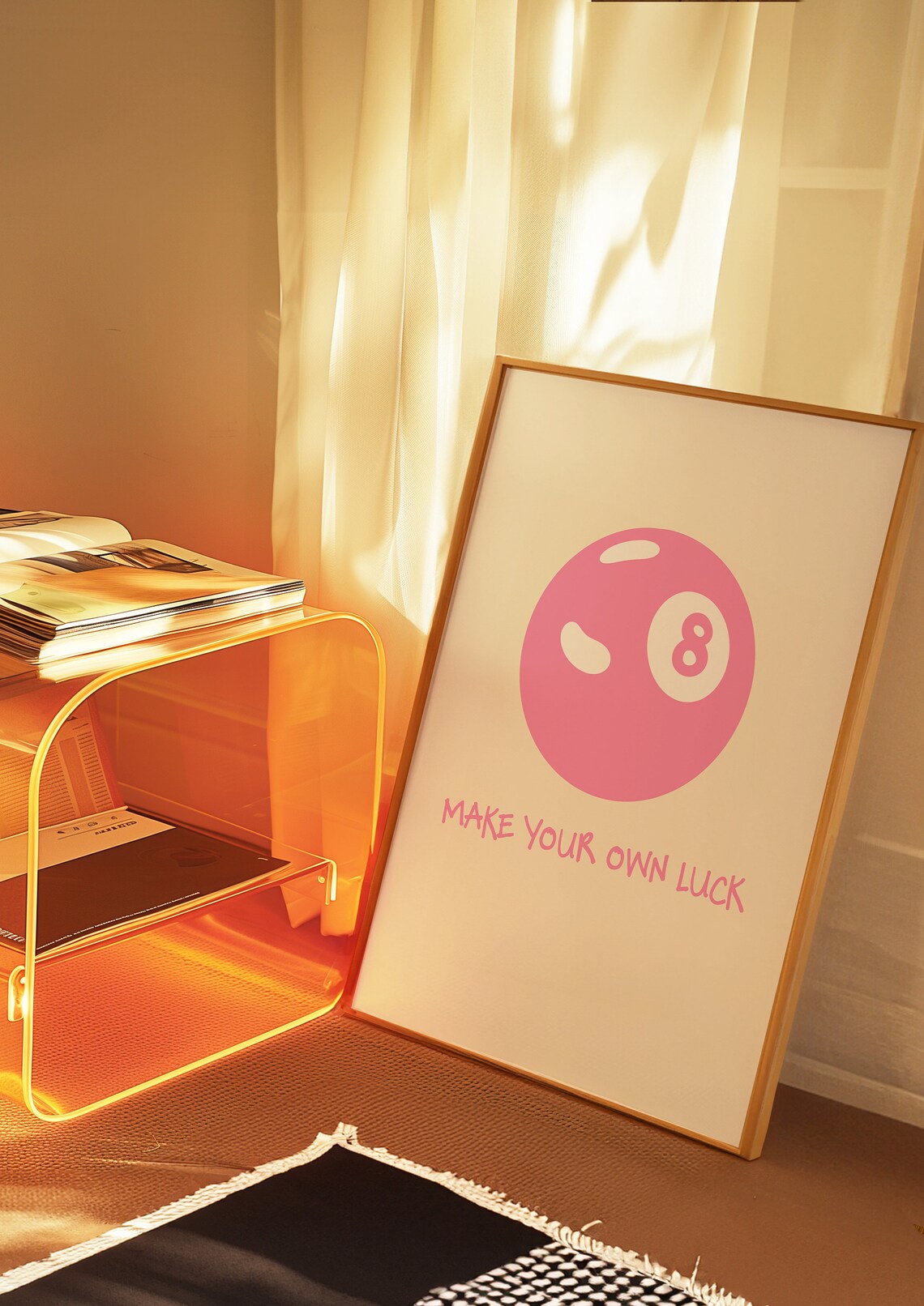 Vintage Luck 8 Ball Poster, Trendy Pool Ball Art Print - Image 3