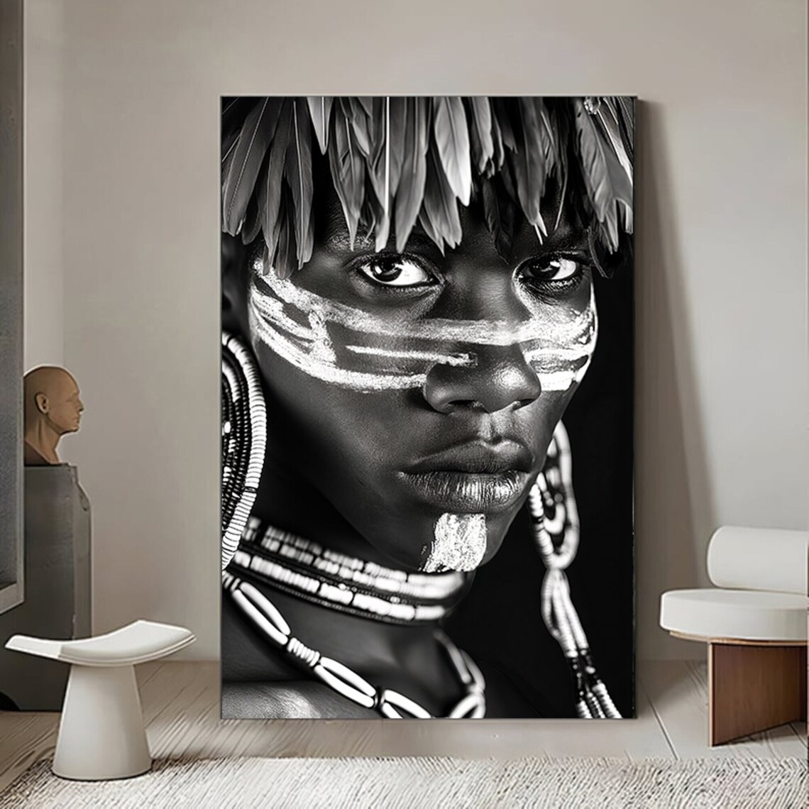Black And White African Portrait Photography Art Print