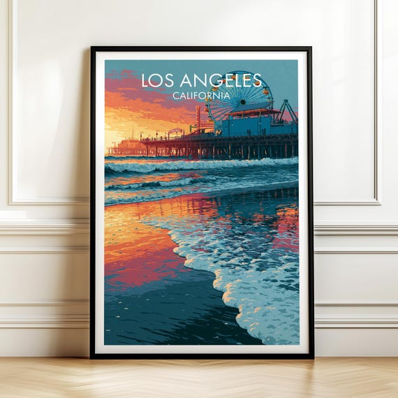 Santa Monica Pier, Vintage Travel Poster