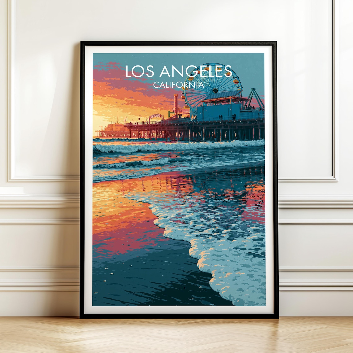 Santa Monica Pier, Vintage Travel Poster