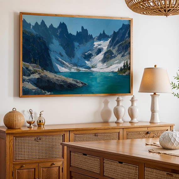 North Cascades National Park Alpine Lake Glacier Oil Painting Poster