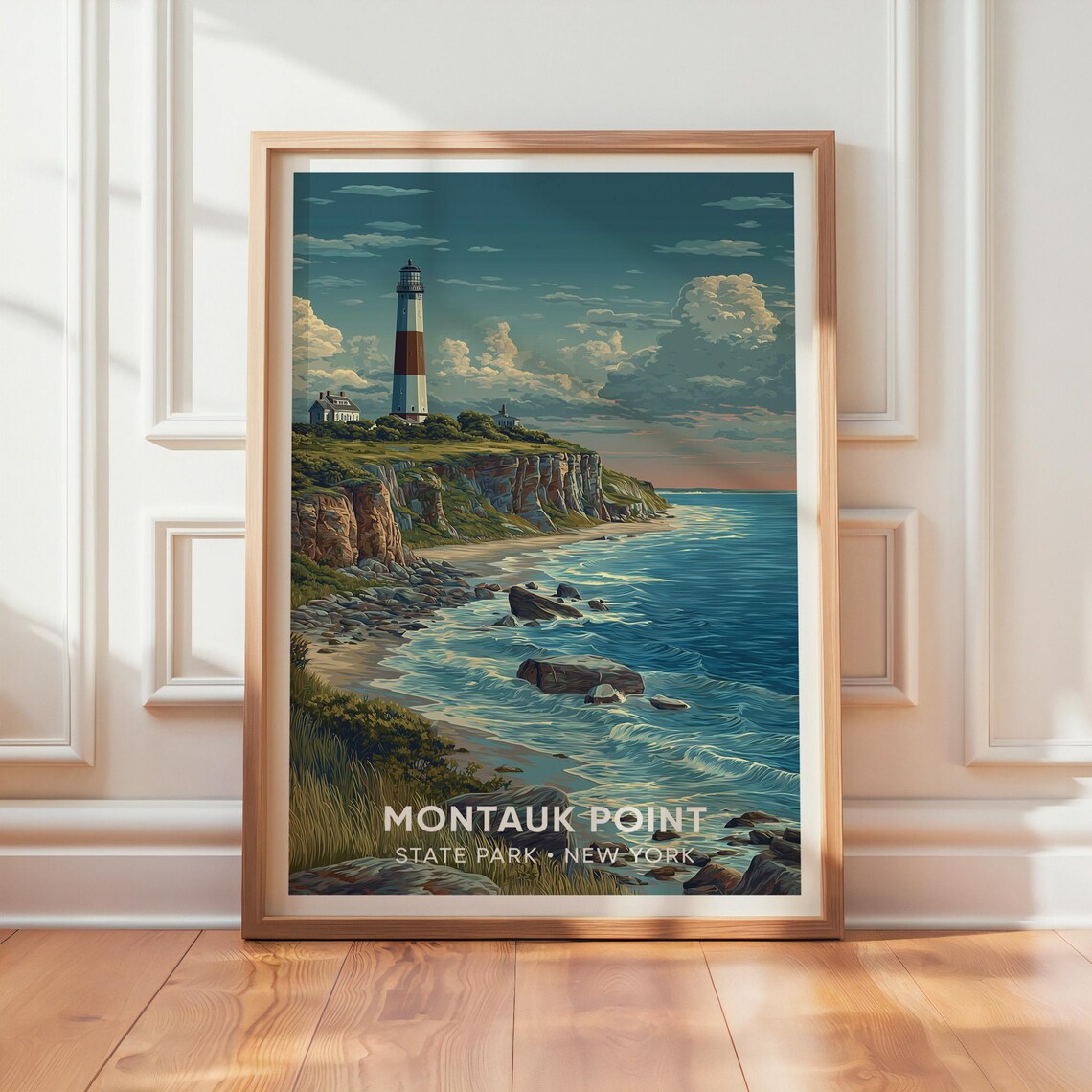 Montauk Point Lighthouse - Vintage Travel Print