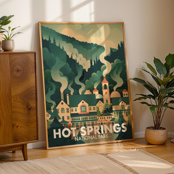 Hot Springs National Park Historic Bathhouse Retro Travel Poster