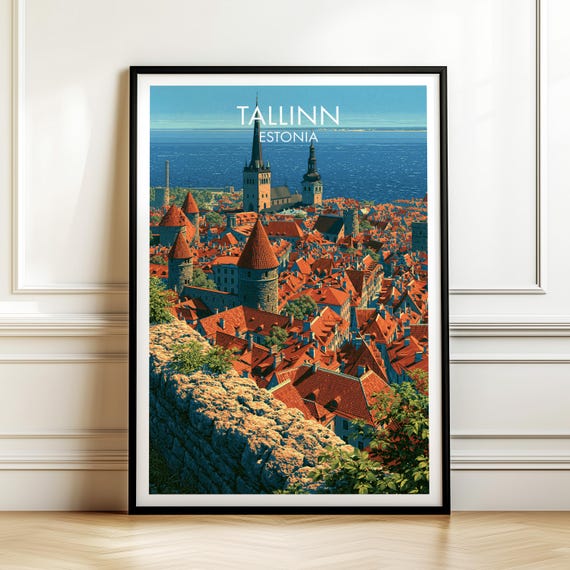 Tallinn Estonia Travel Poster Vintage Europe Cityscape Wall Art Print For Home Decor
