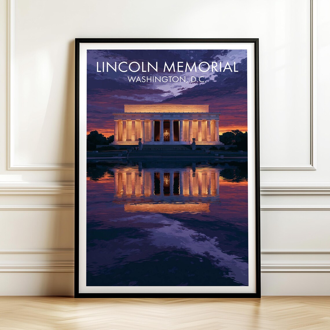 Lincoln Memorial Washington DC Vintage Travel Poster