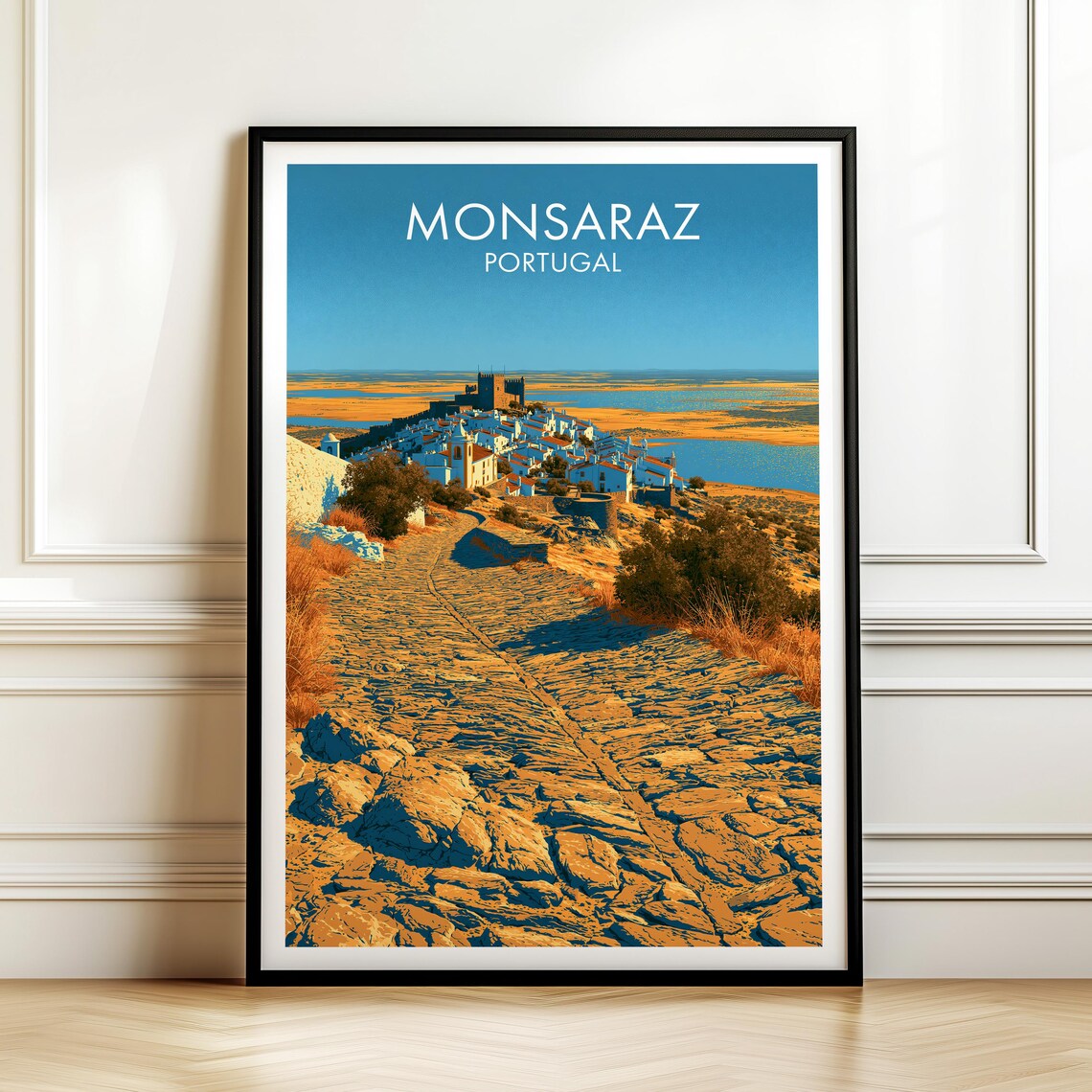 Monsaraz Portugal Vintage Travel Poster, Europe Cityscape