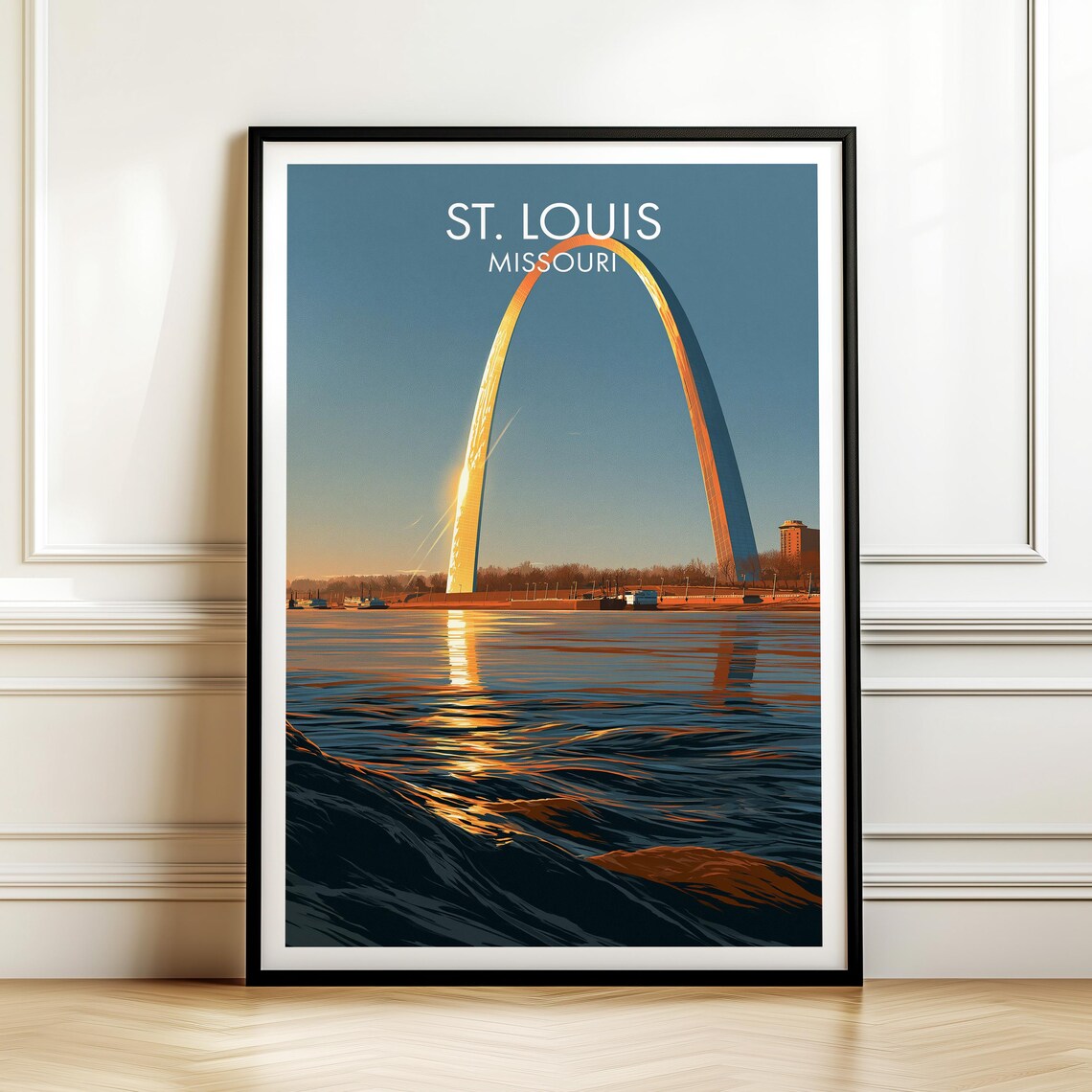 Gateway Arch St Louis Missouri Sunset Vintage Travel Wall Poster