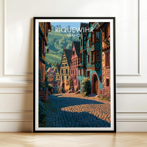Riquewihr France Travel Poster Vintage Europe Landscape Wall Art Print For Home Decor