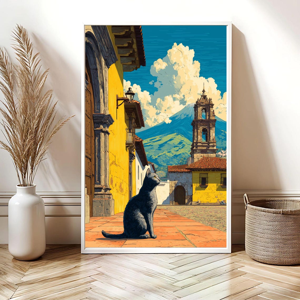 Travel Cat Art Print Wanderlust Whimsical Wall Lover Gift Adventure Decor - Image 2
