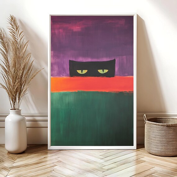 Minimalist Black Cat Eyes Abstract Color Block Modern Art Poster