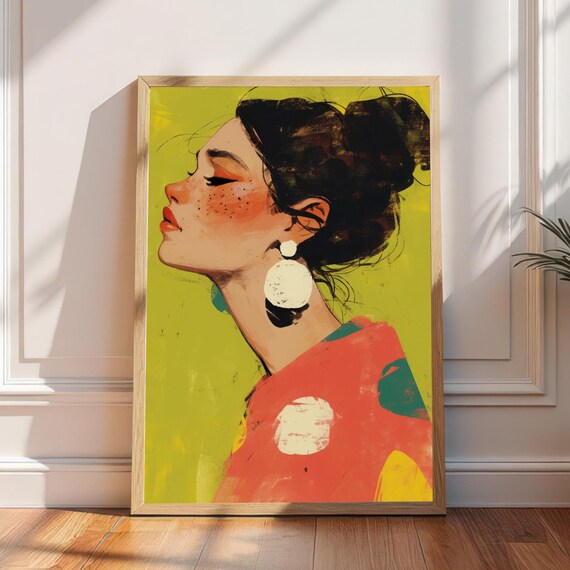 Colorful Painterly Expressive Women Portrait Art Print Artistic Illustration Vibrant Figure Contemporary