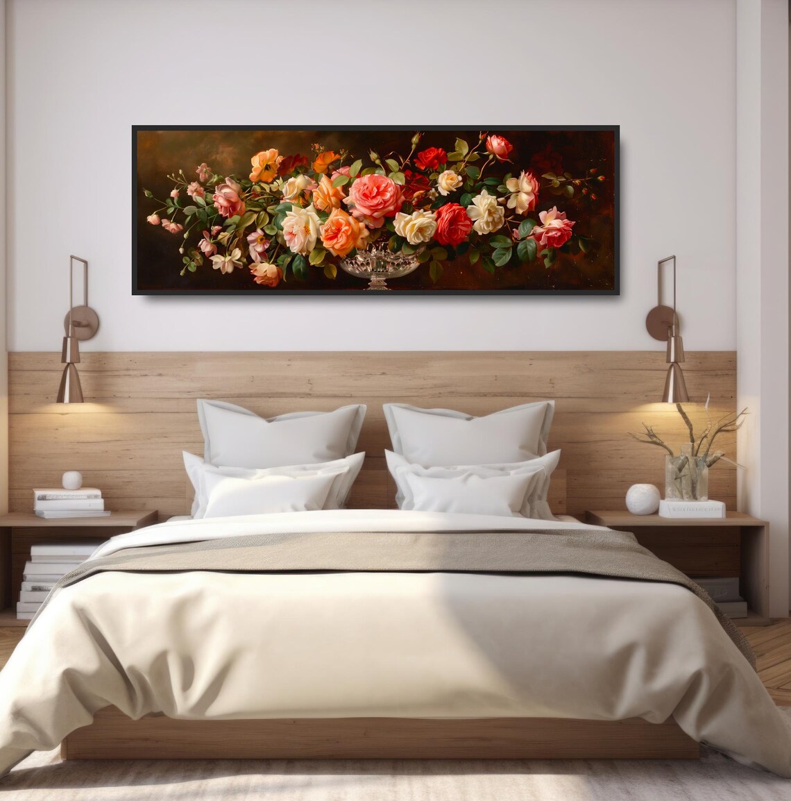 Classical Dutch Floral Still Life Roses Glass Vase Oil Painting Poster - Image 4
