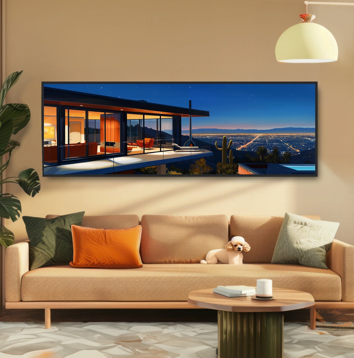 Midcentury Modern City At Night, Retro Architecture Art Print - Image 5