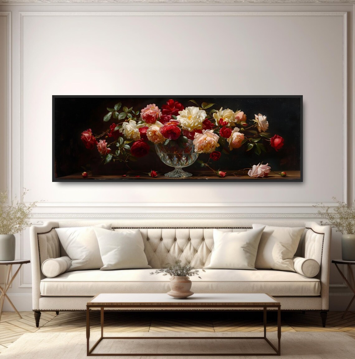 Romantic Roses Crystal Vase Oil Painting Floral Still Life Print - Image 5
