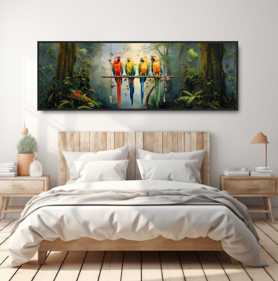 Four Colorful Macaw Parrots Jungle Perch Tropical Rainforest Poster - Image 4