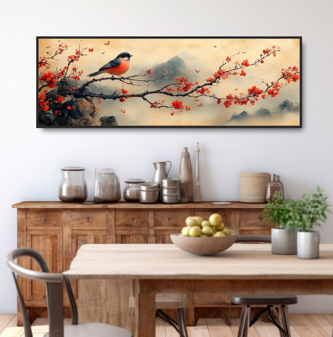 Bird Perched On Branch, Japanese Watercolor Art Print - Image 3