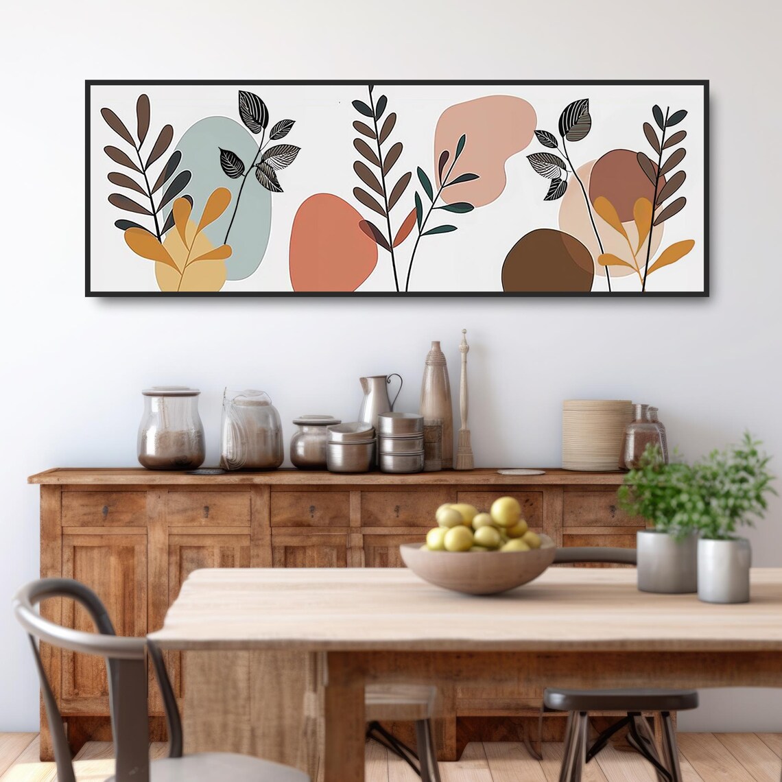 Mid Century Modern Boho Plant Abstract Art Print - Image 3