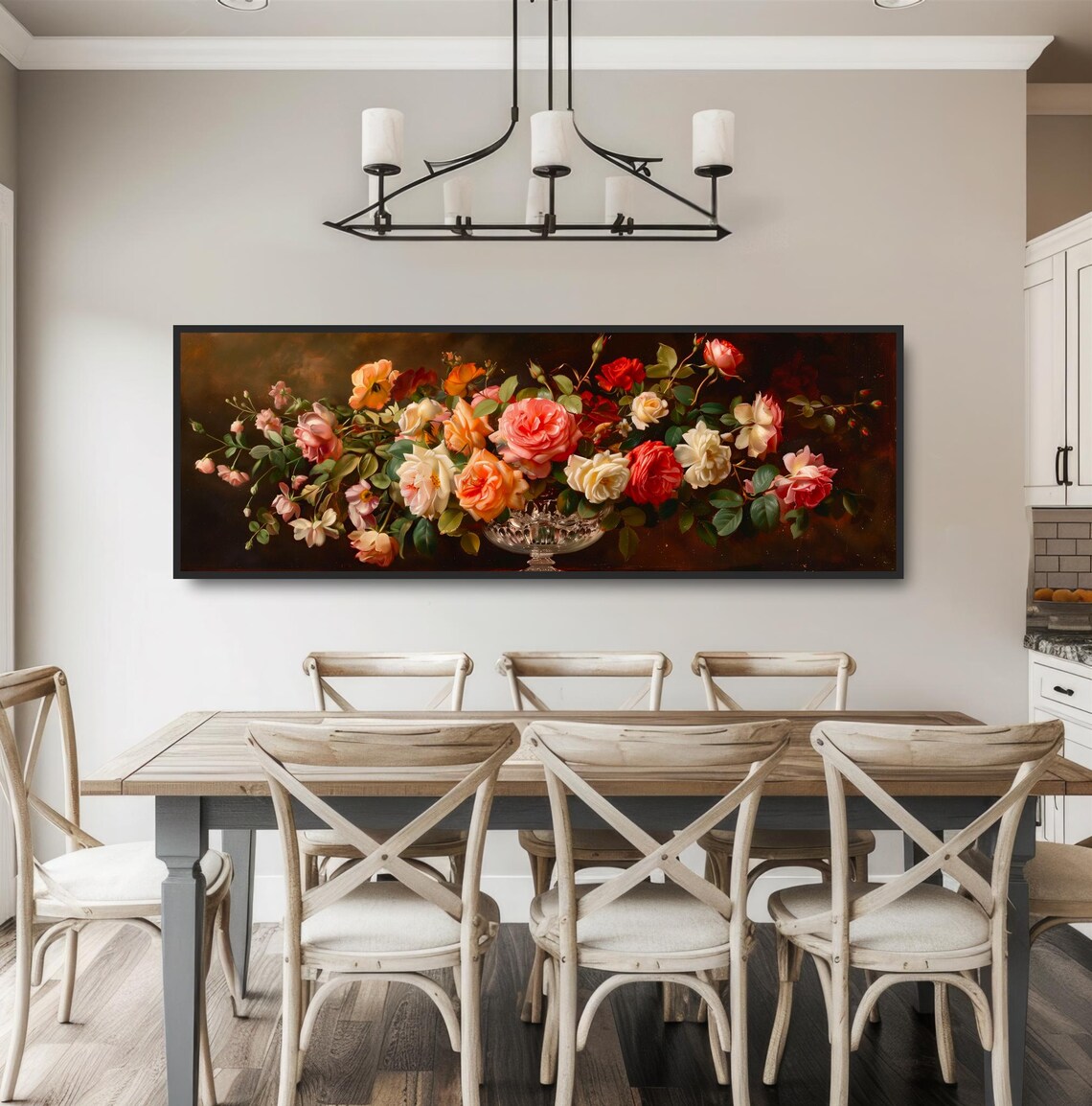 Classical Dutch Floral Still Life Roses Glass Vase Oil Painting Poster - Image 3