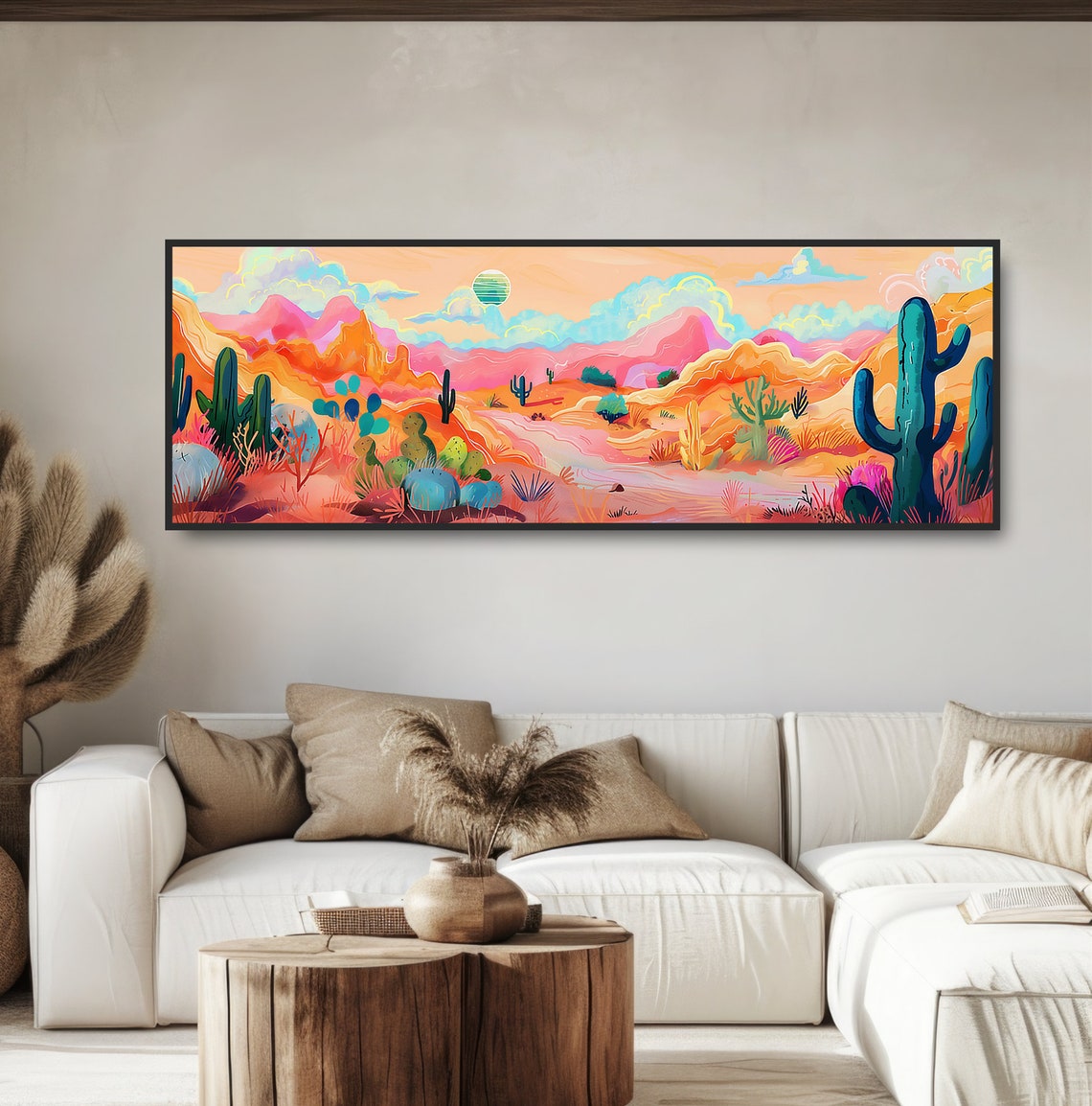 Colorful Desert Cactus Panoramic Pop Art Neon Saguaro Landscape Poster - Image 5