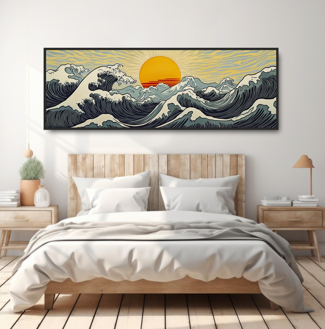 Sunrise Ocean Waves, Hokusai-Inspired Ukiyo-E Print - Image 4