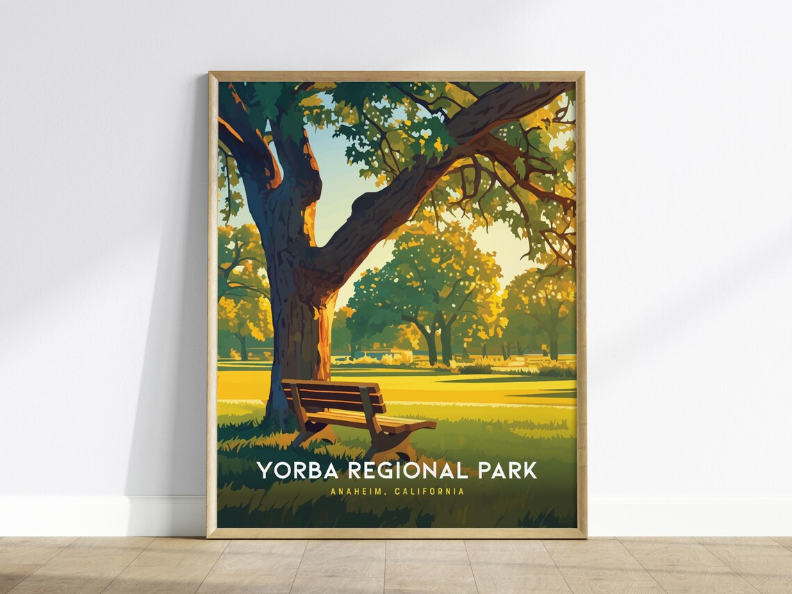Yorba Regional Park Anaheim Golden Hour Oak Tree Travel Poster