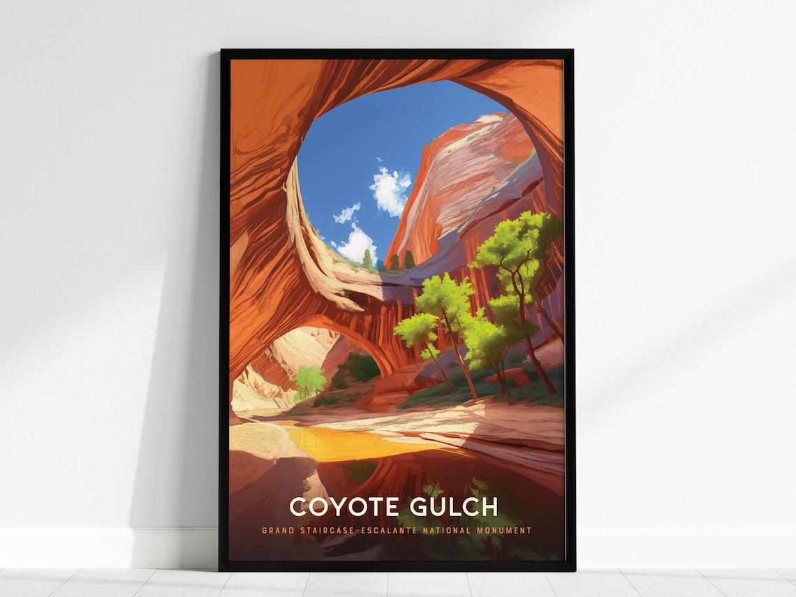 Coyote Gulch Canyon Travel Poster, Grand Staircase-Escalante