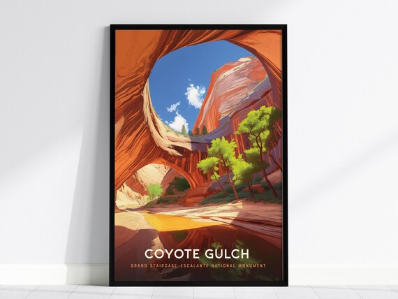 Coyote Gulch Canyon Travel Poster, Grand Staircase-Escalante