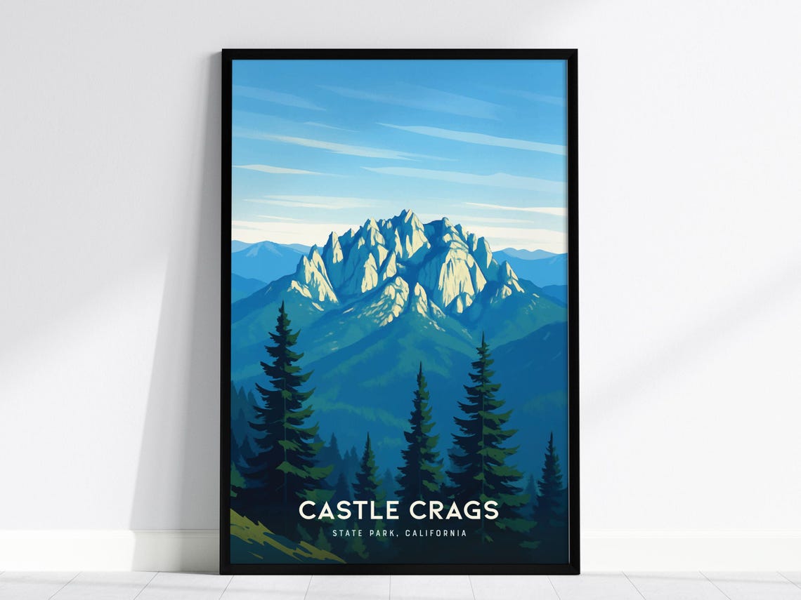 Castle Crags State Park California Granite Peaks Travel Poster