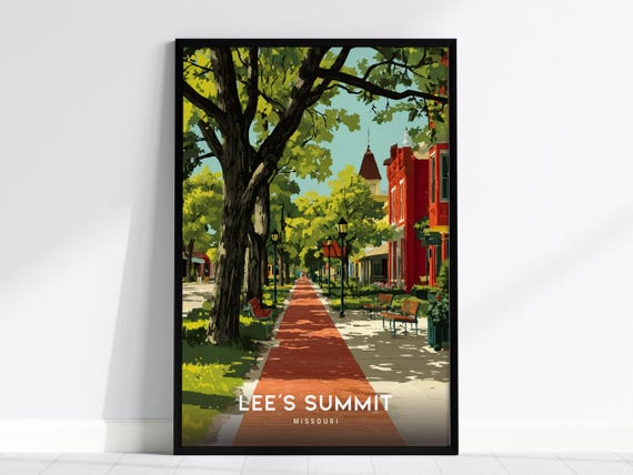 Lees Summit Missouri Historic Downtown Tree Lined Street Poster