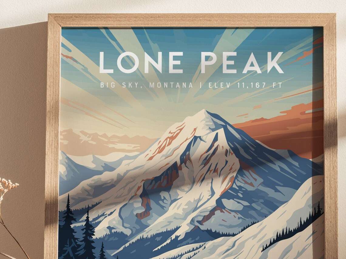 Lone Peak Big Sky Montana Ski Resort Travel Poster - Image 4