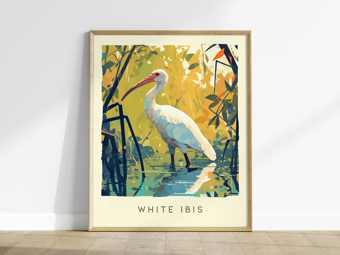 White Ibis Art Print, Florida Coastal Decor