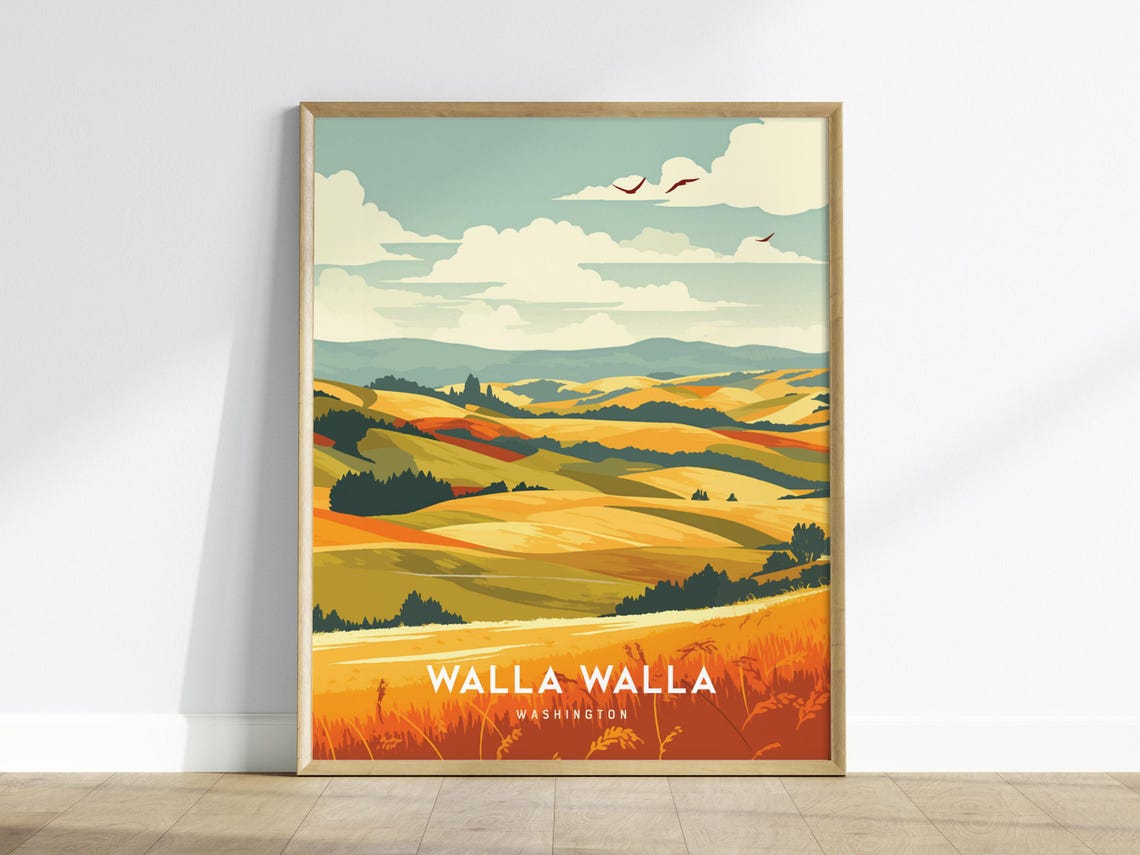 Walla Vineyard Landscape Poster, PNW Wine Decor