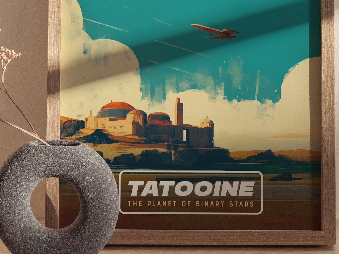 Tatooine Star Wars Retro Travel Art Binary Suns Galaxy Poster - Image 2