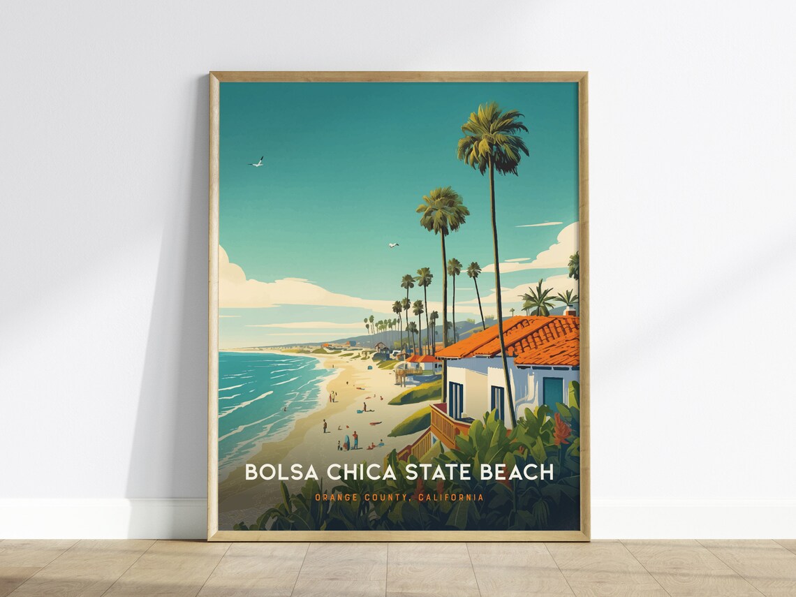 Bolsa Chica State Beach Orange County California Palm Coast Travel Poster