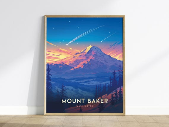 Mount Baker Poster Washington Mountain Landscape Art