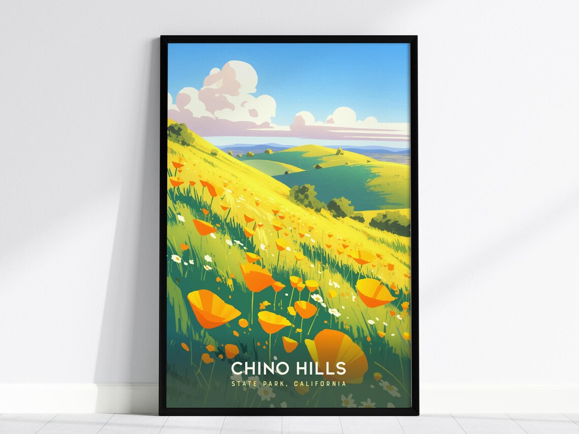Chino Hills State Park California Poppy Hills Wildflower Travel Poster