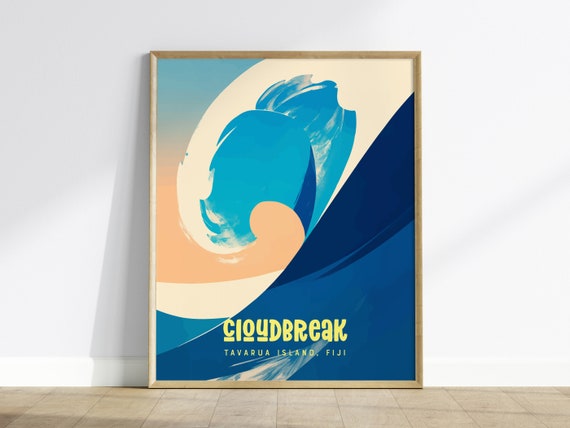 Cloudbreak Wave Poster Tavarua Island Fiji Surf Art