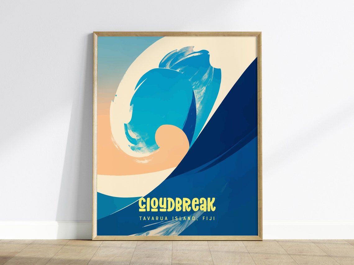 Cloudbreak Fiji Legendary Curling Wave Tavarua Island Surf Poster