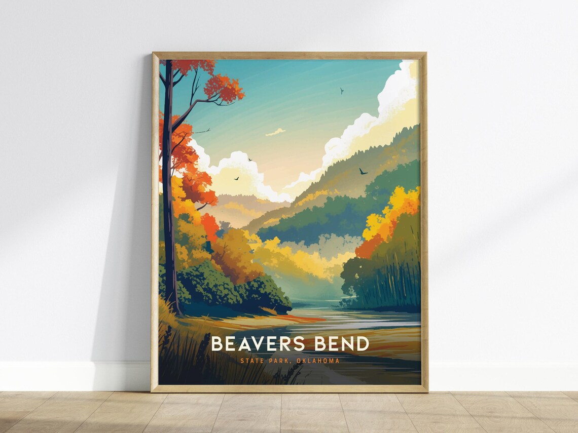 Beavers Bend State Park Oklahoma Autumn Forest River Art Poster
