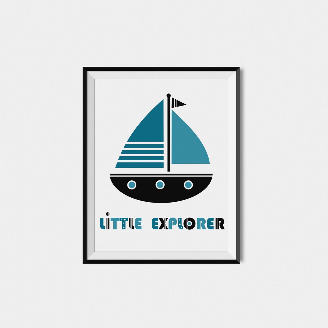 Little Explorer Sailboat Nautical Baby Nursery Wall Poster Boys Room Decor - Image 2