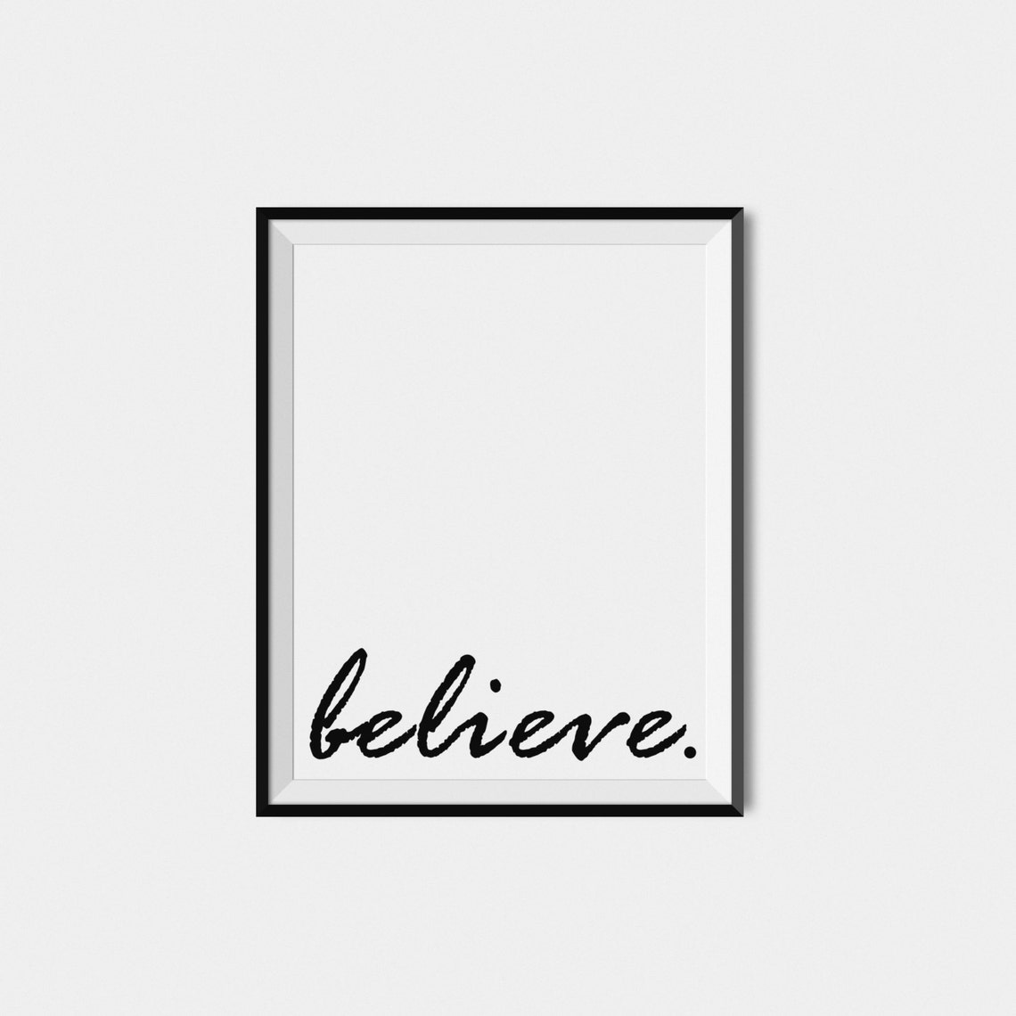 Believe Script Typography Minimalist Motivational Word Wall Art Poster - Image 2