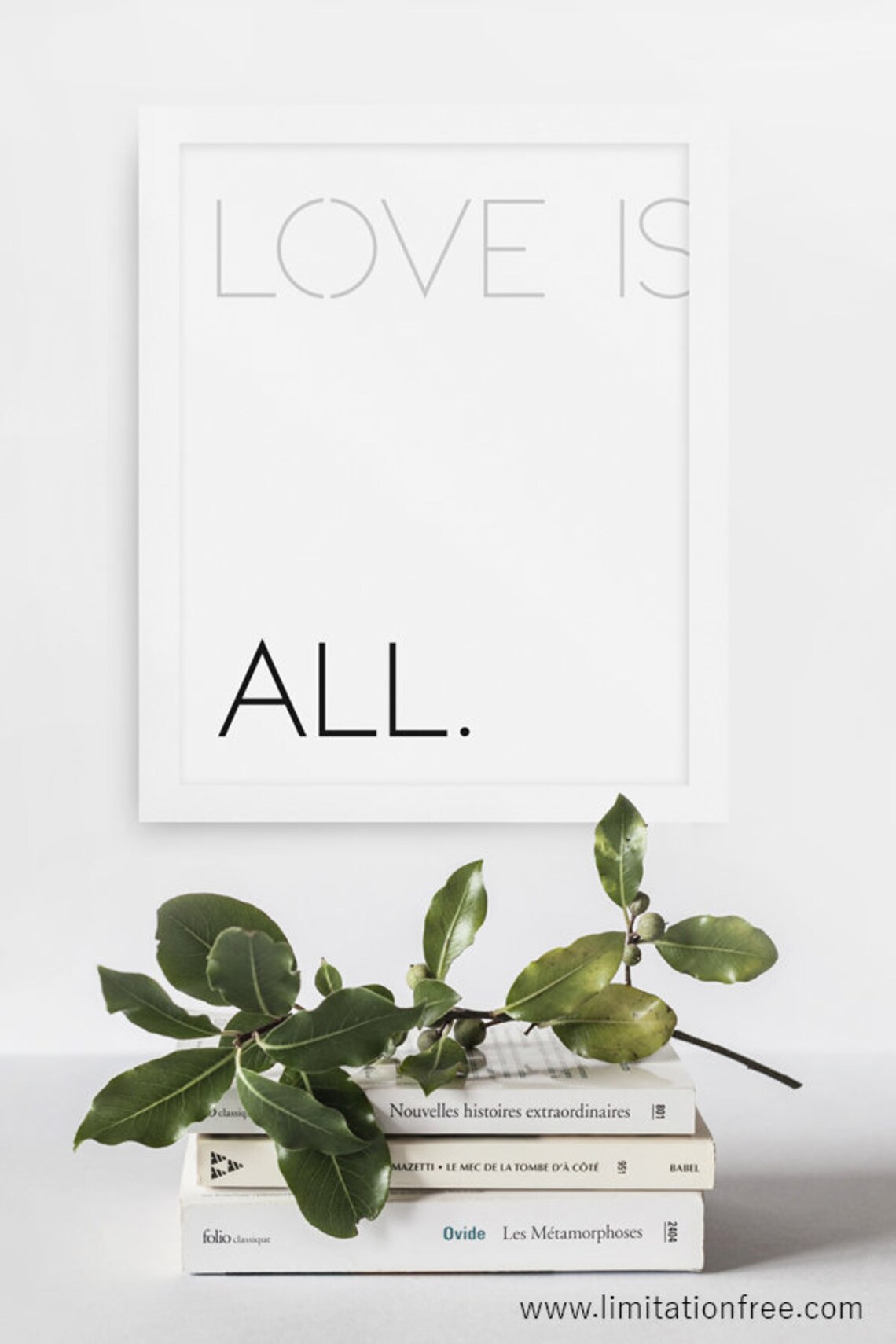 Love Is All Minimalist Two Tone Typography Romantic Quote Wall Art Poster - Image 4